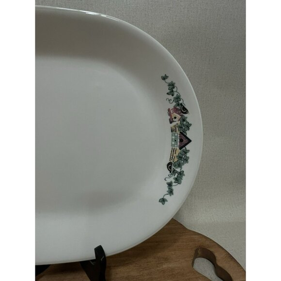 Corelle GARDEN HOME 12 Ivory Oval Serving Platter Plate Bird houses Ivy - Picture 3 of 7